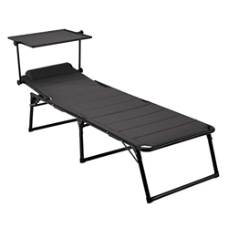 AmazonBasics - Tumbona de aluminio plegable de tres patas con toldo, acolchado de secado rápido, envoltura de chal, 5 posiciones ajustables, gris precio