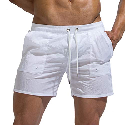 Tofern - Bañador ajustable para hombre con cordón, blanco, medium