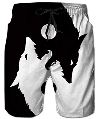 TUONROAD Bañadores para Hombre 3D Lobo Traje de Baño Secado Rápido Ligero Baño Playa Shorts L