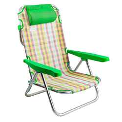 Mediawave Store - Tumbona plegable reclinable ONSHORE 545126 de playa de textilene cuadros (verde) en oferta