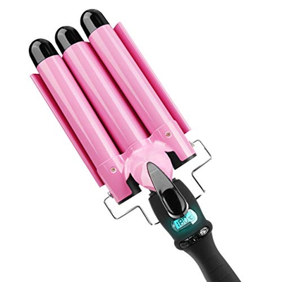 Ondulador De Pelo 3 Tubos,Mgrett Tenacilla Triple Pinzas Rizadoras, Plancha Ondas Al Agua,Ondulador De pelo,Rizador de Pelo Para Cabello con Guantes R