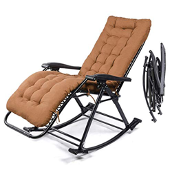 GOHHK Tumbonas de tumbonas acolchadas de color marrón para patio, mecedora portátil, plegable, reclinable y ajustable, capacidad máxima de 250 kg características