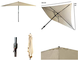 Parasol de Aluminio con ventilación para terraza, Jardin de 300 x 200 cm 6 Varillas mastin Central de 38 mm (Beige 3x2 Rectangular) precio