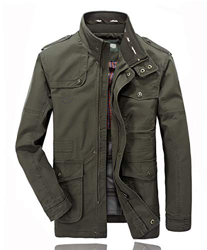 Hombres Chaqueta Primavera otoño e Invierno Algodón Militar Chaqueta (M, Ejercito Verde) precio