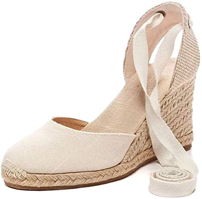 Tomwell Sandalias Mujer Cuña Alpargatas Moda Bohemias Romanas Sandals Rivet Playa Verano Tacon Zapatos A Beige 36 EU
