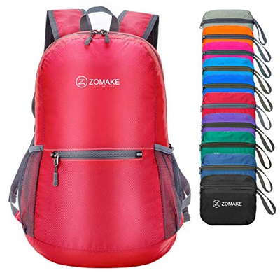 ZOMAKE Mochila Plegable Ligera 20L, Mochilas Pequeñas para Hombre Mujer, Mochilas Compacta para Viajar Senderismo(Rojo)