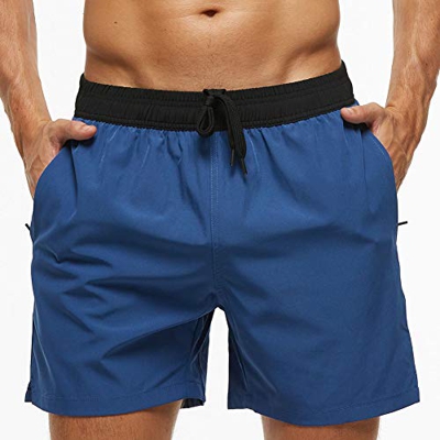 ZusFut Bañador Hombre Pantalones Cortos Deporte de Secado Rápido con Cordón/Dos Bolsillos de Malla Laterales con Cremallera Shorts Deportivos Hombre P
