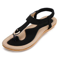KUONUO Sandalias Mujeres Bohe Rhinestone Moda Plano Talla Grande Bohemia Sandalias Casuales Zapatos de Playa Sandalias Romanas Chanclas de Damas en oferta
