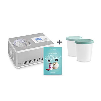 Heladera yogurtera 2 en 1 ELISA con compresor de refrigeración y función de calefacción, 2 l Máquina de helados y yogur en acero inoxidable, función d