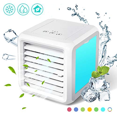 Baban Mini refrigerador de aire 3 en 1, aire acondicionado móvil, refrigerador de aire, ventilador de mesa silencioso, modo de conversión de luz LED