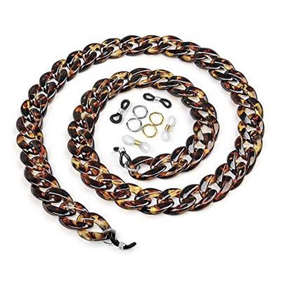 RUBY - Cadena Gafas de Sol, Cadena Resina Gafas de Lectura, Colgantes Gafas con Eslabón, Sujeta Gafas de Moda Ajustable con Enganches de Silicona, Col