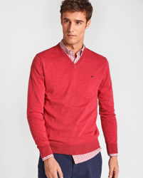 Roberto Verino - Jersey De Hombre Rosa Con El Cuello Pico en oferta
