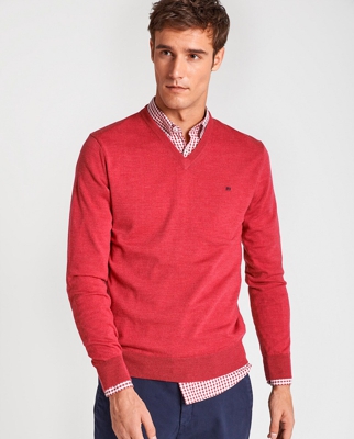 Roberto Verino - Jersey De Hombre Rosa Con El Cuello Pico