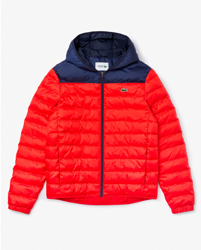 Lacoste - Plumifero De Hombre Rojo Con Capucha características
