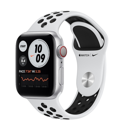 APPLE - Watch Nike Series 6 GPS + Cellular, 40 Mm Caja De Aluminio En Plata - Correa Nike Sport Platino / Negro Talla única