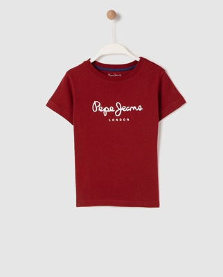 Pepe Jeans - Camiseta De Niño Manga Corta Roja Con Logo
