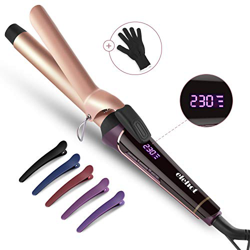 Rizador Pelo Profesional Tenacillas Pelo Onduladores de Pelo 25mm Sistema de Calentamiento Cerámico Hasta 210º C, Cable Giratorio con Guante Protector en oferta