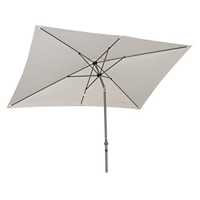 Angel Living 2x3M Sombrilla Parasol de Aluminio y Poliéster, Parasol Inclinado con Manivela, Mástil Aluminio 38mm (Crema)