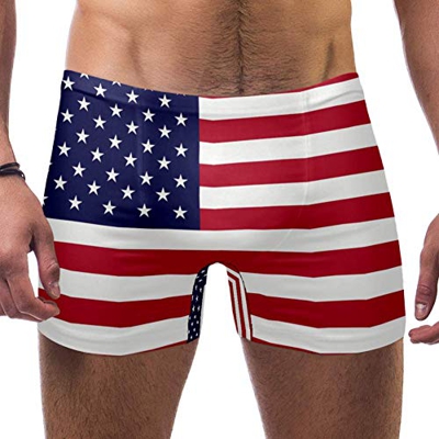 LORVIES - Bañador tipo bóxer para hombre, diseño de la bandera de América multicolor L