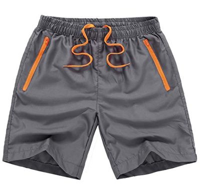 SUNDAY ROSE - Bañador para hombre con forro de malla, bolsillos con cremallera Gris Gris Naranja XL