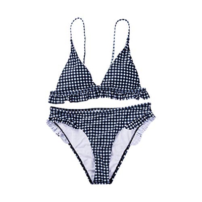 Carolilly Bikini Sexy de 2 Piezas Mujer Traje de baño Volante Push Up Acolchado de Cintura Alta Ropa de Baño para Playa