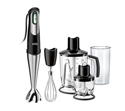 Braun Minipimer MQ745 Aperitif - Batidora de mano, 750 W, accesorio picadora 350 ml, varillas, picador hielo, vaso medidor 0.6 l, negro y plata características