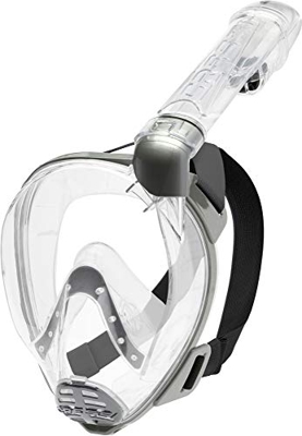 Cressi Baron Full Face Mask Máscara Integral Snorkel de Visión Grande con Tubo Respirador, Unisex-Adult, Claro/Transparente, S/M