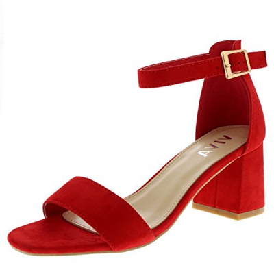 Mujer Sandalia El Talón Punta Abierta Moda Correa De Tobillo Talones - Rojo - 37 - KL0133