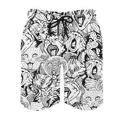 Gamoii - Bañador para hombre, diseño de gato desierto, surf, con impresión 3D, con forro de red, pantalones cortos de surf, pantalones cortos ajustabl