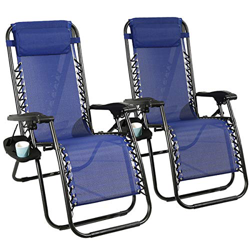 Barreau Piaf Zero Gravity – Juego de 2 sillas para exteriores plegables con soporte para tazas de teléfono, tumbonas reclinables resistentes para el h en oferta