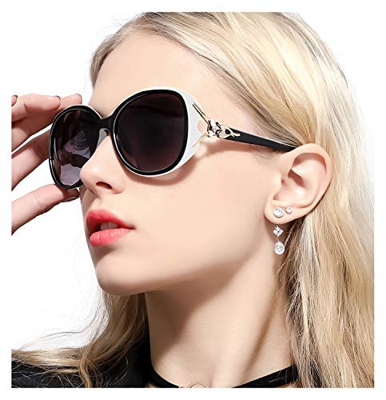 FIMILU Gafas de Sol Gran Tamaño Mujeres– Aptos para Conducir – Montura Envolvente Cómoda con Protección UV400 (Blanco,Gris)