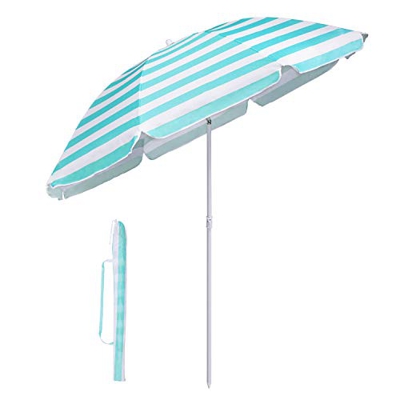 Sekey® Sombrilla Ø 160 cm Parasol para terraza jardín Playa balcón Piscina pati, Protector Solar UV20+ (Rayas Tiffany)