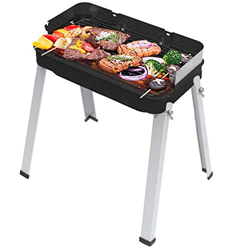 HengBO Parrilla para Barbacoa de Carbón Vegetal Portátil para Jardín, Camping, Barbacoa, Barbacoa, Parrilla de Acero Inoxidable con Patas Extraíbles en oferta
