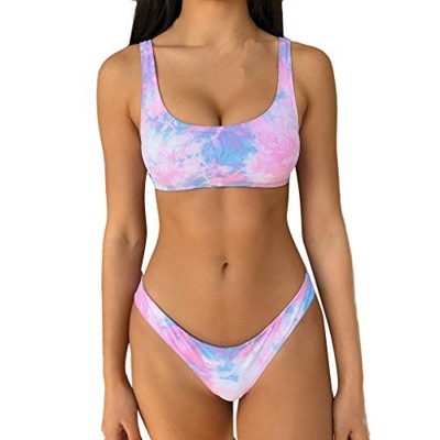 Conjuntos de Bikinis para Mujer Moda Push Up Bikini Traje de baño Tanga Original Beachwear Tie-Dye Impresión Bañador Tankinis Ropa de Viajes Playa