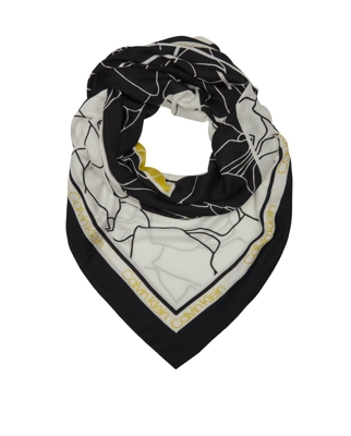 Calvin Klein - Pañuelo Bicolor En Blanco Y Negro Con Flores Abstractas