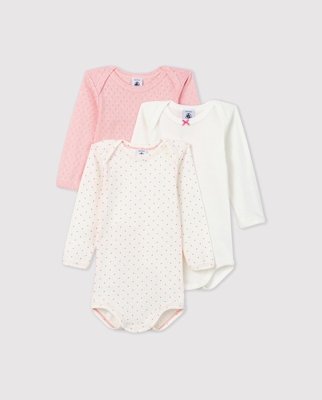 Petit Bateau - Pack De 3 Bodys De Bebé Niña Manga Larga