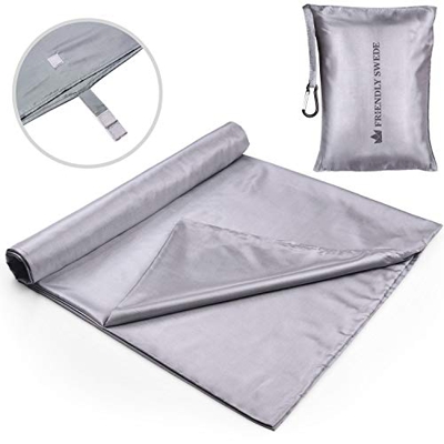 The Friendly Swede Sábana para Saco de Dormir - Ligera, para Acampada y Viaje - Cierre de Velcro o Cremallera (Gris - Velcro)