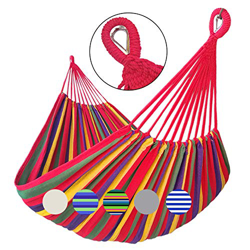 GOCAN Hamaca Doble brasileña 2 Personas Hamaca Extra Grande de Lona de algodón para Patio Portico Garden Courtyard Área de Estar Exterior e Interior ( características