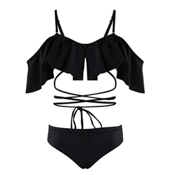 YL Señoras Falbala Bikini de Dos Piezas de Trajes de Bandeau Traje de baño Ropa de Playa de Vacaciones en oferta