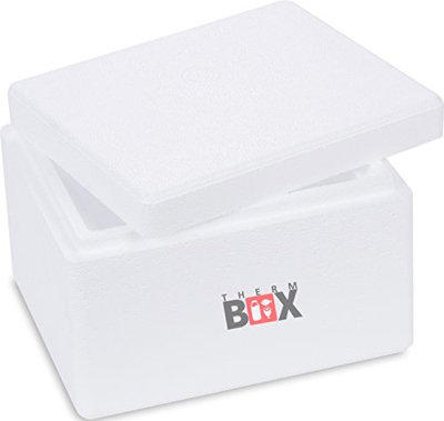 THERM BOX Styroporbox con tapa - Thermobox para alimentos y bebidas - Styropor Kühlbox & Warmhaltebox (24 x 20 x 15,5 cm - 2,39 L de volumen)