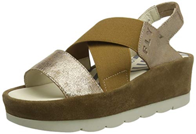 FLY London Bime169fly, Sandalias de Punta Descubierta para Mujer, Dorado (Luna/Camel 004), 39 EU
