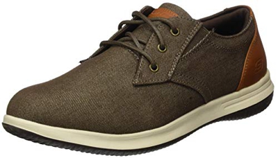 Skechers DARLOW REMEGO, Zapatillas para Hombre, Lona Chocolate Marrón Chocolate, 42 EU