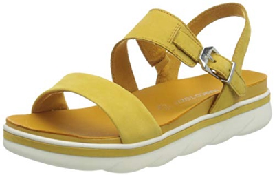 MARCO TOZZI 2-2-28511-24, Sandalia con Pulsera para Mujer, Amarillo Saffron 627, 37 EU