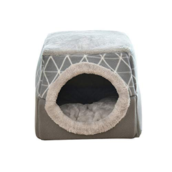 Asdomo Cama Relajante para Perros y Gatos, Cama Redonda Plegable Cerrada, cálida y Suave, de Felpa cómoda para Dormir en Invierno, Color Negro en oferta