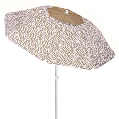 LOLAhome Sombrilla Playa antiviento, con 8 Varillas Flexibles, marrón de Fibra de Vidrio y Aluminio (ø 240 cm)