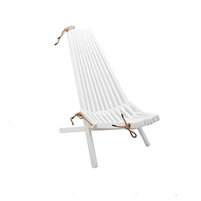 BOGATECO Tumbona Plegable de Jardín de Madera | Blanco | Altura Total de 100 cm Jardín, Sauna o Piscina | Instrucciones de Montaje incluidos | El Dise