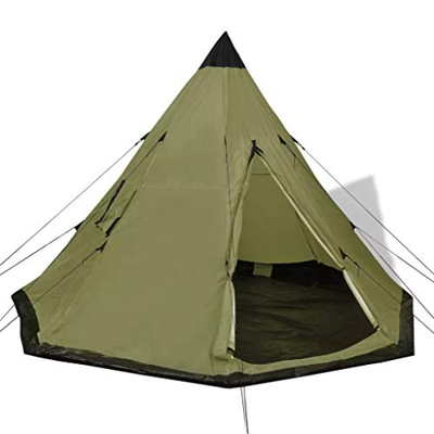 GOTOTOP Tienda de campaña 4 Personas Carpa para Camping con Ventanas Carpa Grande Portátil para Festivales, Acampada, Color Verde, 365 x 365 x 250 cm