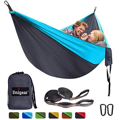 Unigear Hamaca para Acampar 320 x 200 cm para 2 Personas, Hamaca Aoble Portátil Ligera de Nylon Paracaídas con Correas para Mochilero, Camping, Viajes