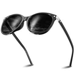 CHEREEKI Gafas de Sol Mujer, Gafas de sol Clásicas de Estilo Vintage Lentes Espejadas con Protección UV400 (Negro-Gris) en oferta
