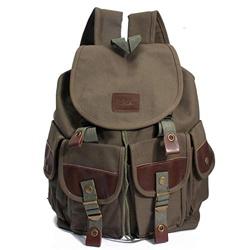 Mochilas de Lona, Popoti Mochila Escolar Bolsos Vintage Backpack Laptop Bag Daypack Unisex Rucksack Gran School Bag para Portátil Viaja Senderismo Bol precio